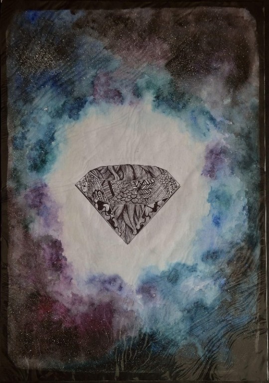 Diamonds in the sky !!
#pen_art #watercolor 
#galaxy🌌 #mandala
#diamond💎 #watercolor#mandala
