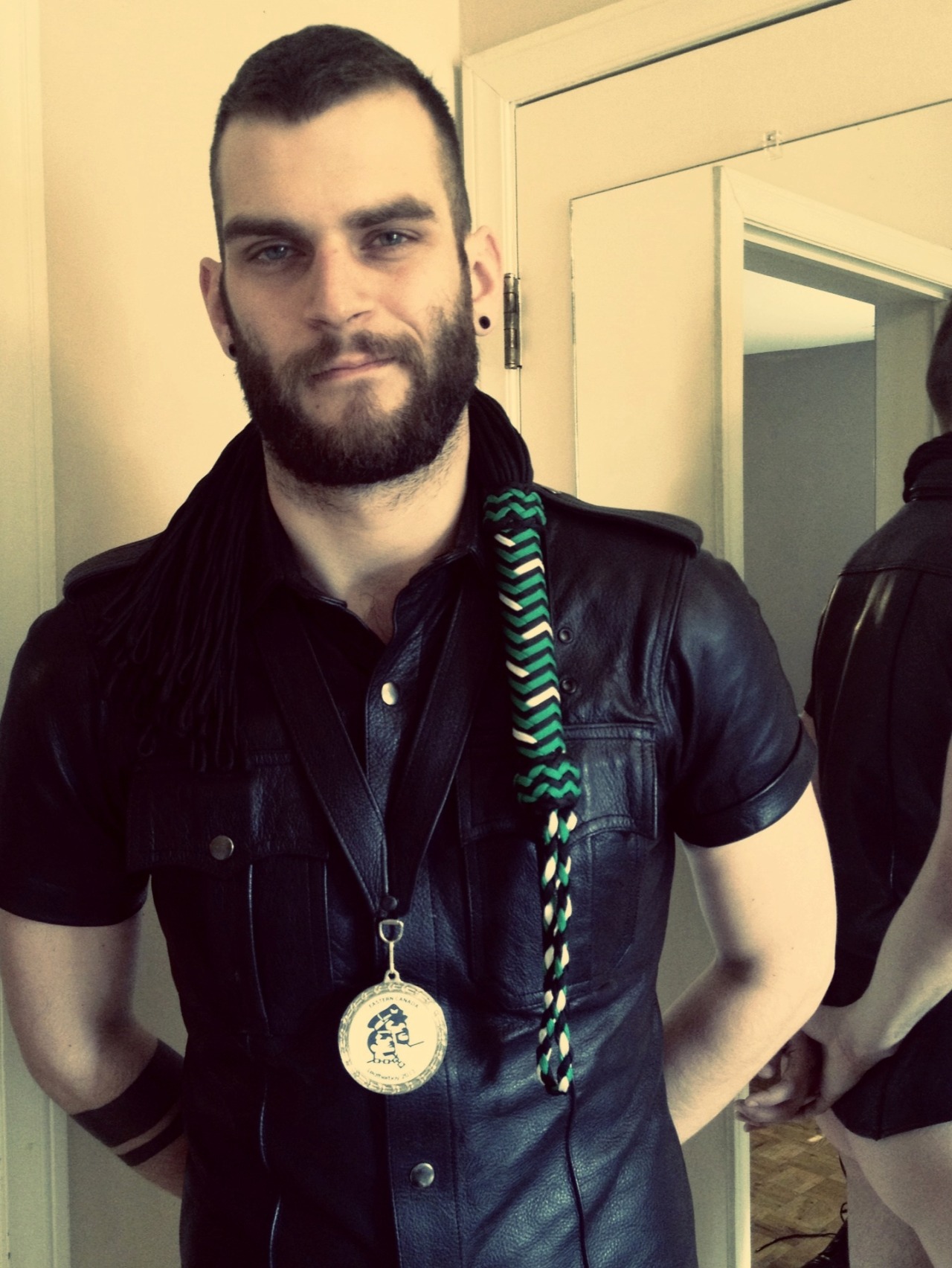 abeardedboy:  my Eastern Canada Leatherboy 2013 medal,the flogger was a gift from
