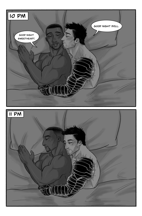 vic-draws-sometimes:Sleeping habits Sam is obviously an early bird “there’s no such thing as early, you’re either on time or late” Bucky was always woken up by Steve, the military, hydra, nightmares, kids playing… the dude sleeps as much