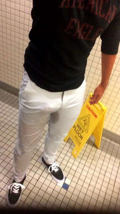 wetboi808:  Someone left me a command - I just had to obey… The thought that someone could walk into the restroom at any moment was such a turn-on, I just had to flood my pants! I didn’t even think of having to walk out of the restroom, through the