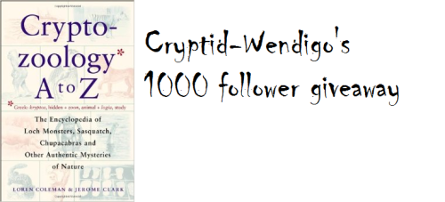 cryptid-wendigo:  Thanks everyone for 1000+ Followers! I want to do a giveaway of this book, which i