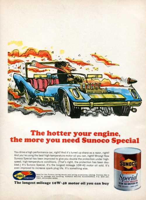 Sunoco Special motor oil - published in Road & Track - June 1971 Scan credit: SenseiAlan on Flic