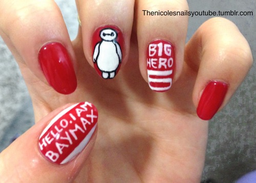 Big Hero 6 Baymax nails! I want my own Baymax!