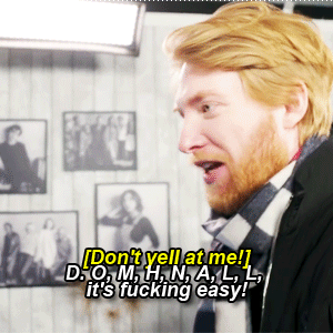 harryspaceshipmchale:Joel: “Uh, how do you spell your name?”The Hollywood Reporter Ring Toss Challen