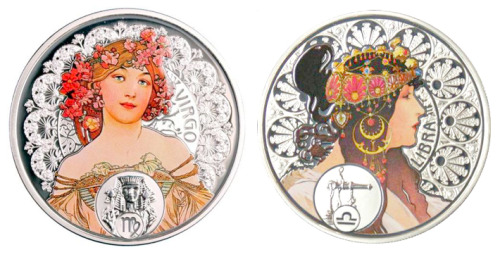 muchofmucha:  A series of twelve coins devoted to the 150th anniversary of Alphonse Mucha 
