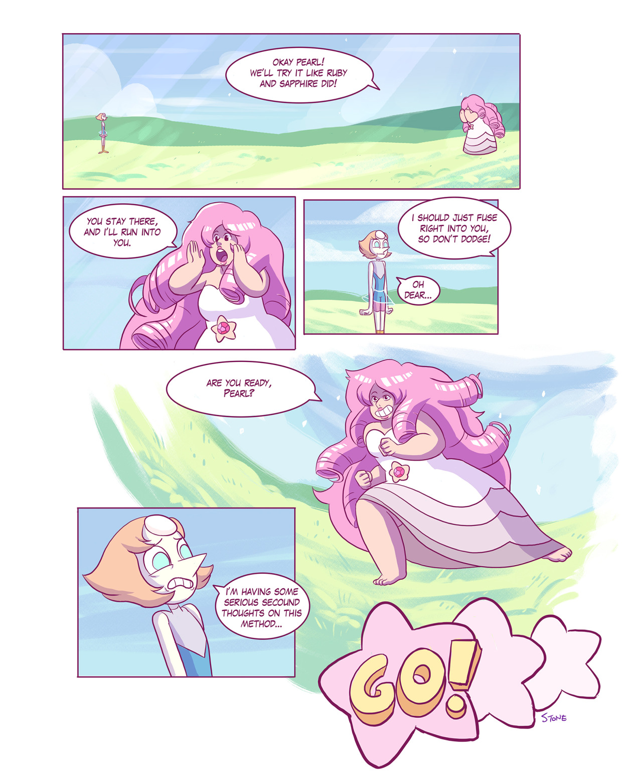 thesanityclause:  So!! I made a comic about Rose and Pearl forming Rainbow Quartz