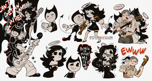 Can’t help, but drawing a few more arts with “Bendy and the Ink Machine” characters %’D The music by