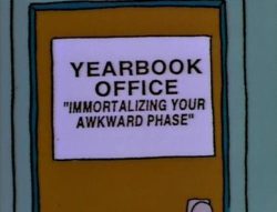 sanitatedzstew:Hilarious Simpsons Signs#5Remembering What You Want to Forget In hindsight, yearbooks seem like a terrible idea. Yet another blemish on the American Education system.READ MORE?