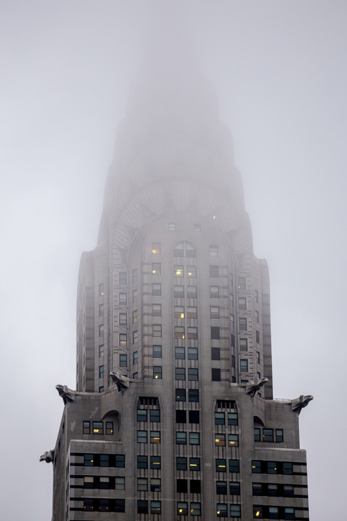 The fog eating Chrysler Building