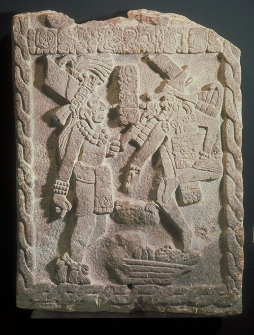 centuriespast:Unknown, MayaStela No. 9: Two Dancing Figures, Precolumbian, ca. 859Memorial Art Galle