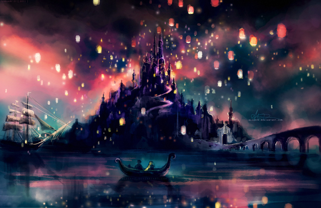 seraphica:  Alice X. Zhang takes poignant scenes from Disney movies and repaints