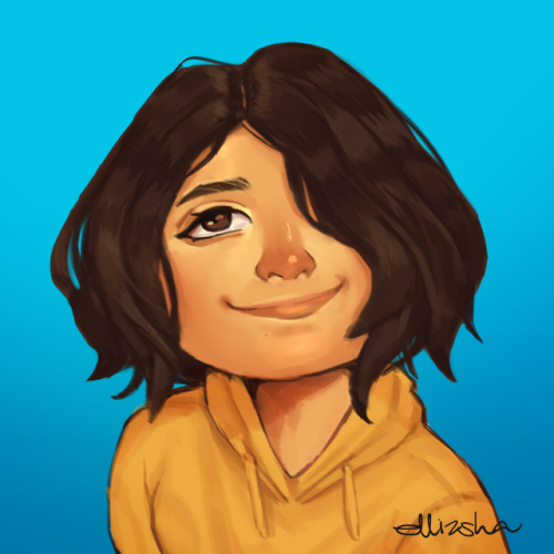 Trying a new coloring style with a self-portrait (Yes I got a haircut and my hair is everywhere now)