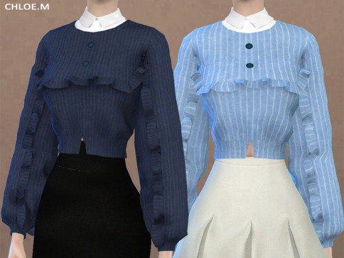 chloem-sims4:  Blouse with falbala Created for: The Sims 4 6colorsHope you like it!Download:TSR