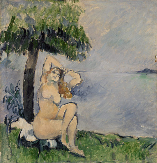 the-barnes-art-collection: Bather at the Seashore (Baigneuse au bord de la mer) by Paul Cézanne, The