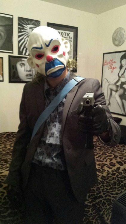 Joker bank robber costume put together by me and my boyfriend, god he looks so sexy in it! x)