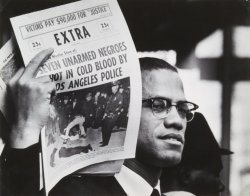 Malcolm X selling newspapers, ca., 1962-1963