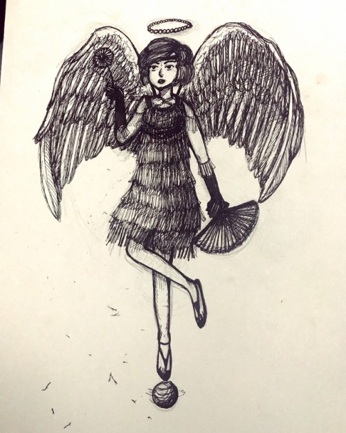 Drew a flapper angel for the second day of inktober