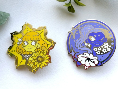 sosuperawesome: Citrus Girls / Sunflower &amp; Moonflower Pins Mory Rene Art on Etsy