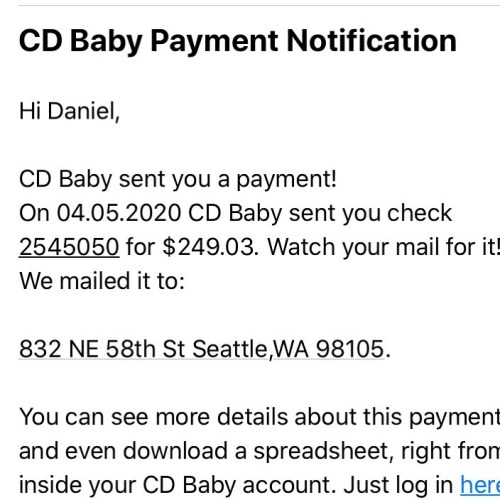 A Royalties check for my music is on its way! I’m so happy! I have two albums available online for p