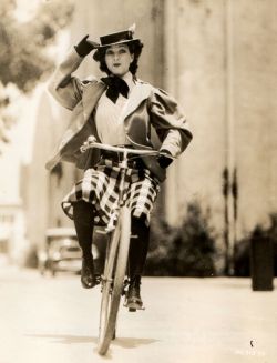 ridesabike:  Jean Parker rides a bike. 
