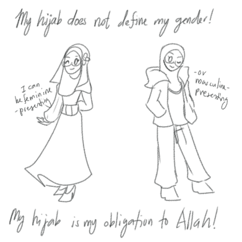 heliosdraws:I haven’t seen a lot of posts that shed some positivity for non-binary Muslims who wear 