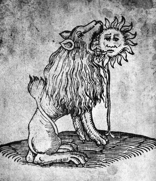 arstral:The green lion devouring the Sun.In alchemy, the green lion describes a chemical reaction bu