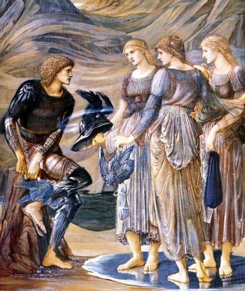 artist-edward-burne-jones: Perseus and the Sea Nymphs, 1877, Edward Burne-JonesMedium: canvas,temper