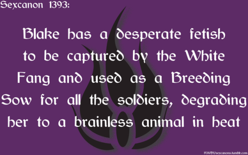  Blake has a desperate fetish to be captured by the White Fang and used as a Breeding Sow for all th