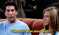  Ross and Rachel looking for baby names. 