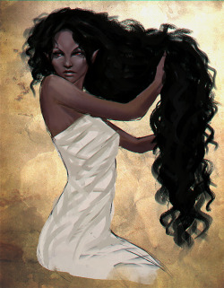 pxelslayer:  Dunguard/Redmer Indirya sketch #2. Usually her hair is a real eye catcher…except when she has to wash it. The amount of Telvanni bug musk and dreugh wax tonic she uses in one wash is INSANE. 