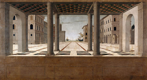 arscentre:Francesco di Giorgio Martini. Architectural Veduta (attributed) circa 1490. Gemäldegalerie