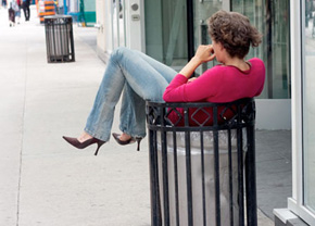 The Signs as people in trash cans