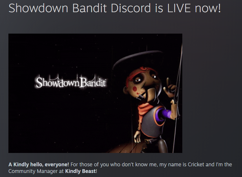 Showdown Bandit - Showdown Bandit Discord is LIVE now! - Steam News