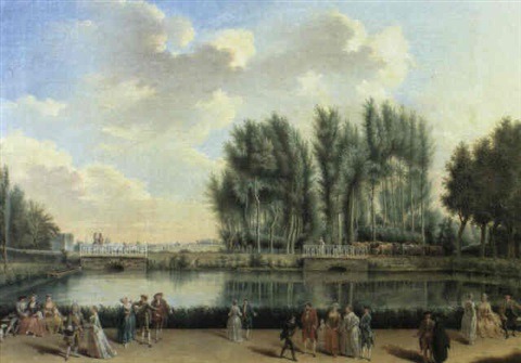 Jean Baptiste Nicolas Raguenet (1715–1793)Réunion dans un parc au bord d'une pièce d'eau , 1771