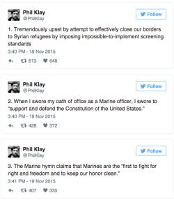 salon:  National Book Award-winning Marine tweets withering response to Syrian refugee crisis 