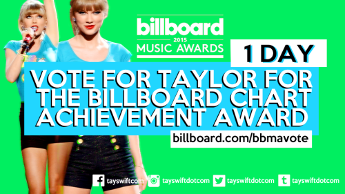 tayswiftdotcom: Just one more day left! Make your voice heard and vote here: billboard.com/bbmavote