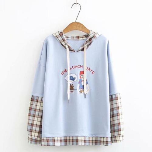 Cartoon Embroidery Plaid Hoodie starts at $34.90 ✨✨How about this one? Do you like it? ❤️