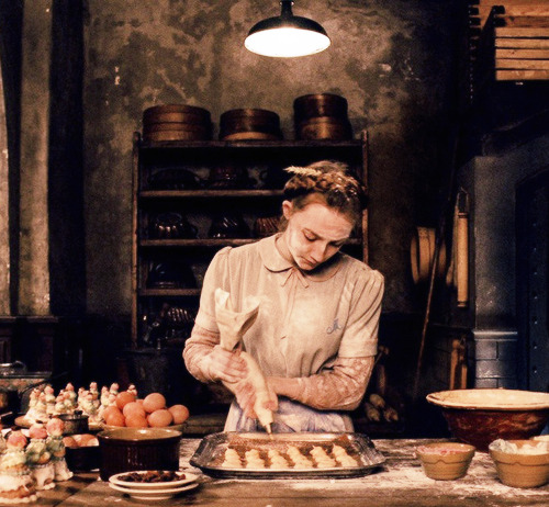 ronanizzy:  new stills from the grand Budapest hotel: Agatha and zero 