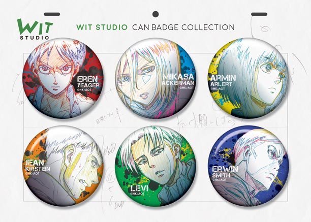 WIT Studio has released previews of a new can badge set, featuring original key frame