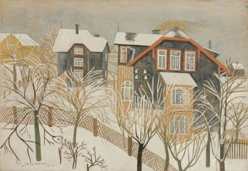 Winter in Oberhof    -   Fritz Tröger , 1952German,1894-1978tempera on paper, 50 x 72 cm. (19.7 x 28