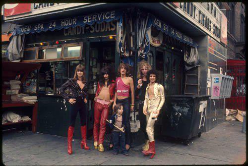 1973 New York Dolls: Jerry Nolan, Johnny Thunders, David Johansen, Arthur Kane, and Syl Sylvain with