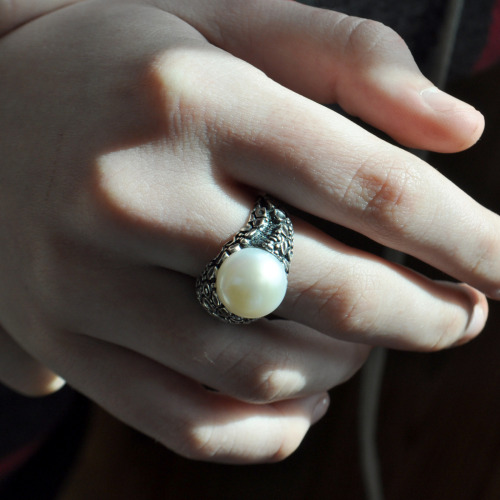 Some ocean theme jewelry - sterling silver ring with 13mm pearl. Available here