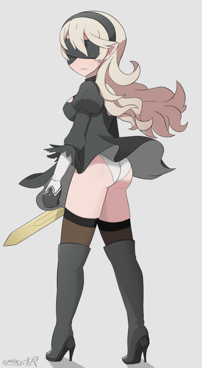 sarukaiwolf: Corrin in 2B’s outfit from Nier Automata. Kind of thought this would be fun to draw. Th