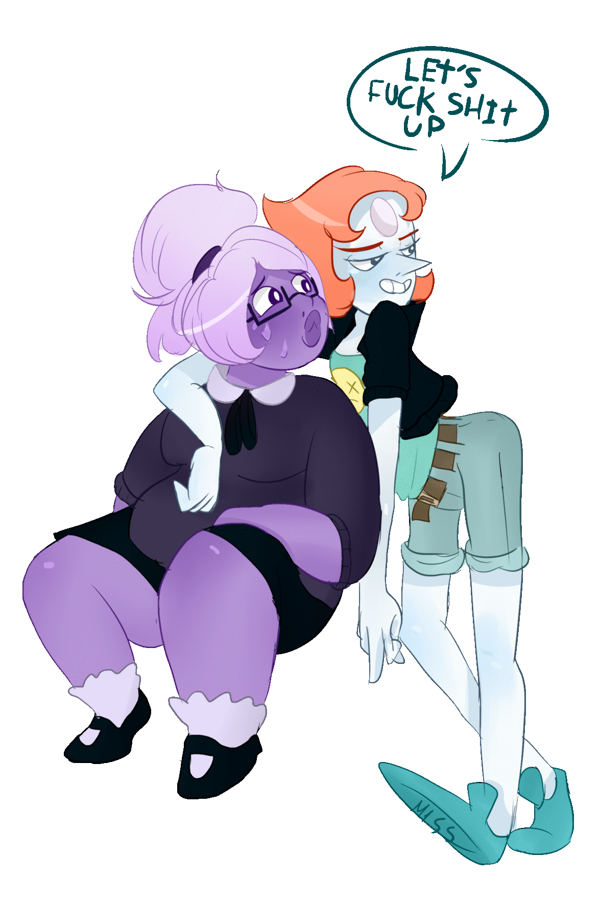 misspolycysticovaries:  Pearlmethystbomb. Day 6: AU gems (Bad!Pearl / Good!Amethyst