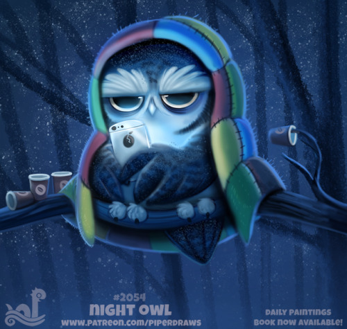 cryptid-creations: Daily Paint 2054# Night Owl Daily Book and Prints available at: http://ForgePublishing.com/shop  For full res WIPs, art, videos and more: https://www.patreon.com/piperdraws Twitter  •  Facebook  •  Instagram  •  DeviantART​