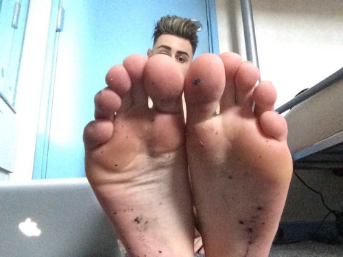 teenboysmellyfeet: For the next two hours your job is to lick his feet clean. Pick up every inch of 