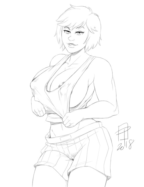 pinupsushi:A little naughty but casual Power Girl sketch commission for troberts.