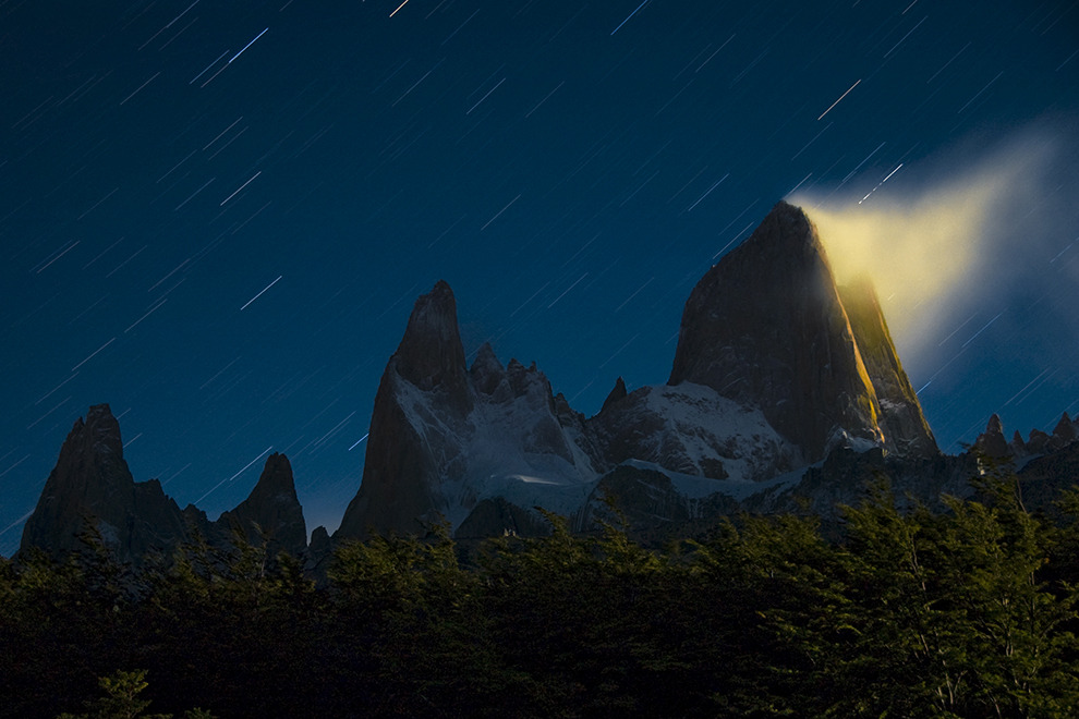 Daily Travel Photo: Mount Fitz Roy, Patagonia
Photograph by Jordi Busque, National Geographic Creative
The clouds around Mount Fitz Roy are illuminated by the moon and stars. Located in Patagonia’s Southern Ice Field on the border between Chile and...