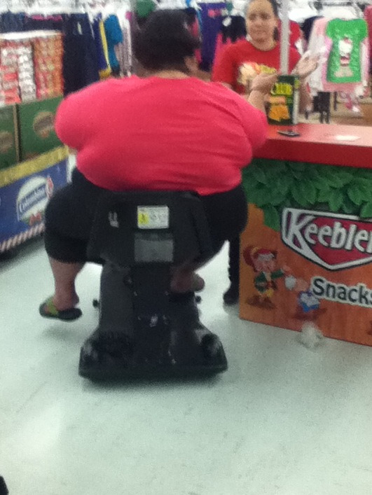 Check it out, Jabba the Hutt hanging out at Walmart, getting some snacks, speaking