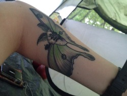 fuckyeahtattoos:  Luna moth tattoo on forearm by Chad Lenjer at Black Metal Tattoo in Strongsville, OH.
